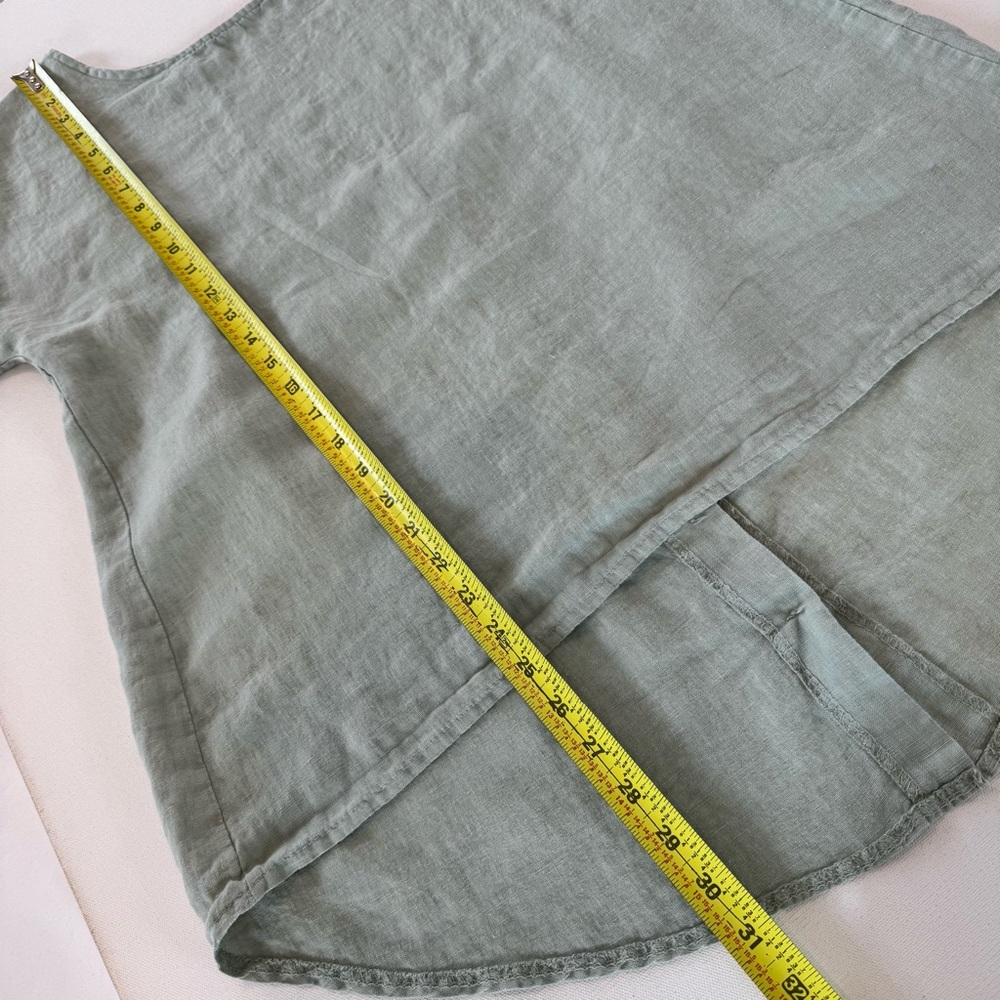 Terzo Millennio Italy 100% Linen Top Womens S Sage Green Short Sleeve Relax Boho - Picture 13 of 13